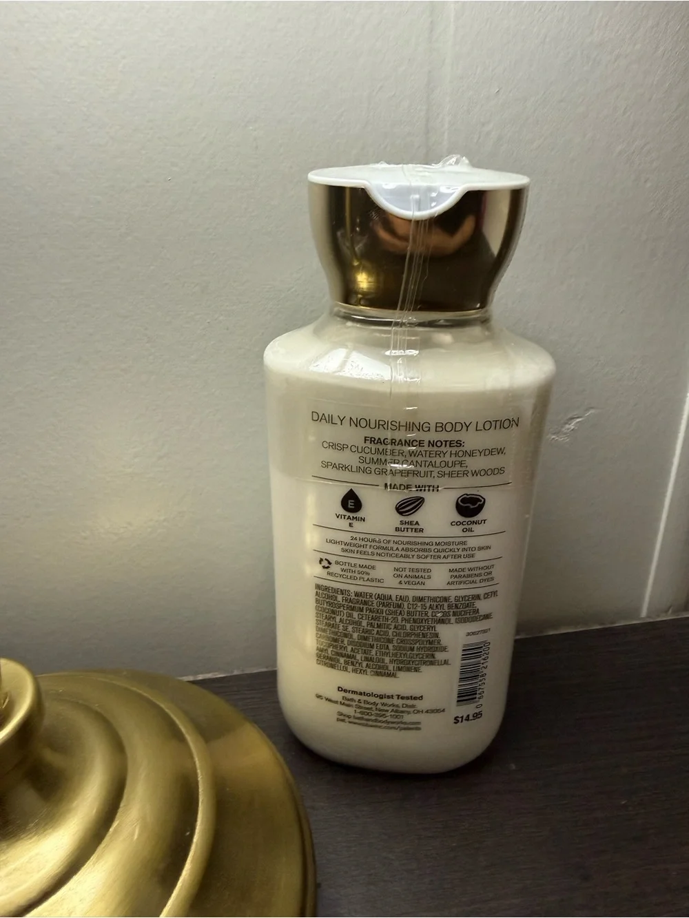 Bath & Body Works Cucumber Melon Lotion — Green and Gold Cap